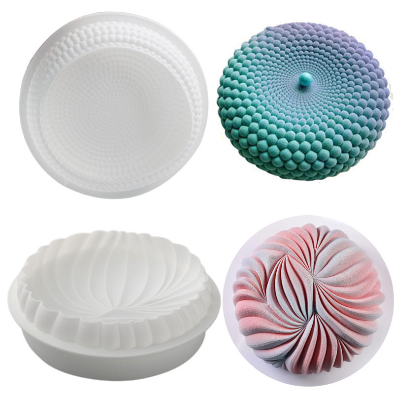 Kitchen Hanging Gadgets - รอบมูสเค้กสําหรับเบเกอรี่ขนาดใหญ่ Dunes แม่พิมพ์ซิลิโคน 3D เรขาคณิตไข่มุก Pastry