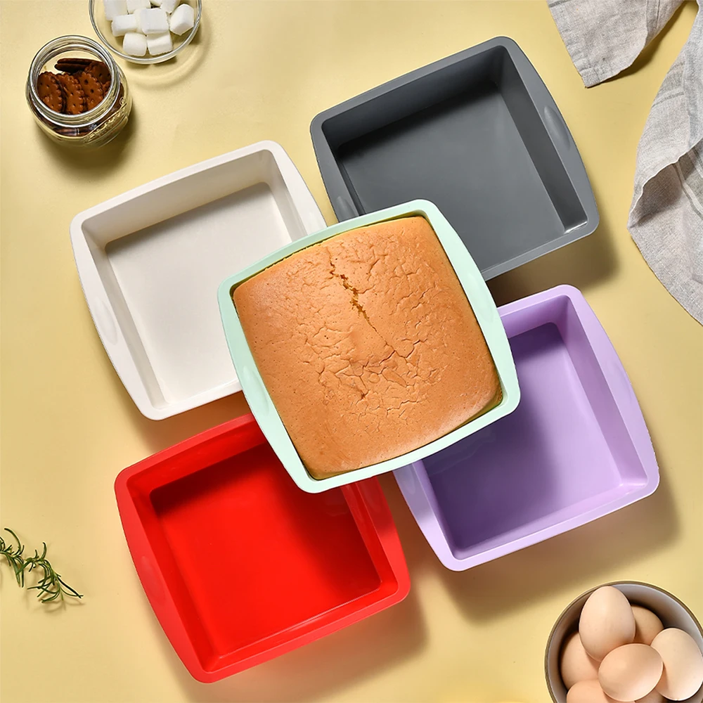 Kitchen Hanging Gadgets - แม่พิมพ์เค้กซิลิโคนทรงสี่เหลี่ยม1/4ชิ้นถาดอบแบบง่ายสำหรับเค้กเครื่องมือทำครัวทนทานและอุปกรณ์เสริมสำหรับใช้ในบ้าน