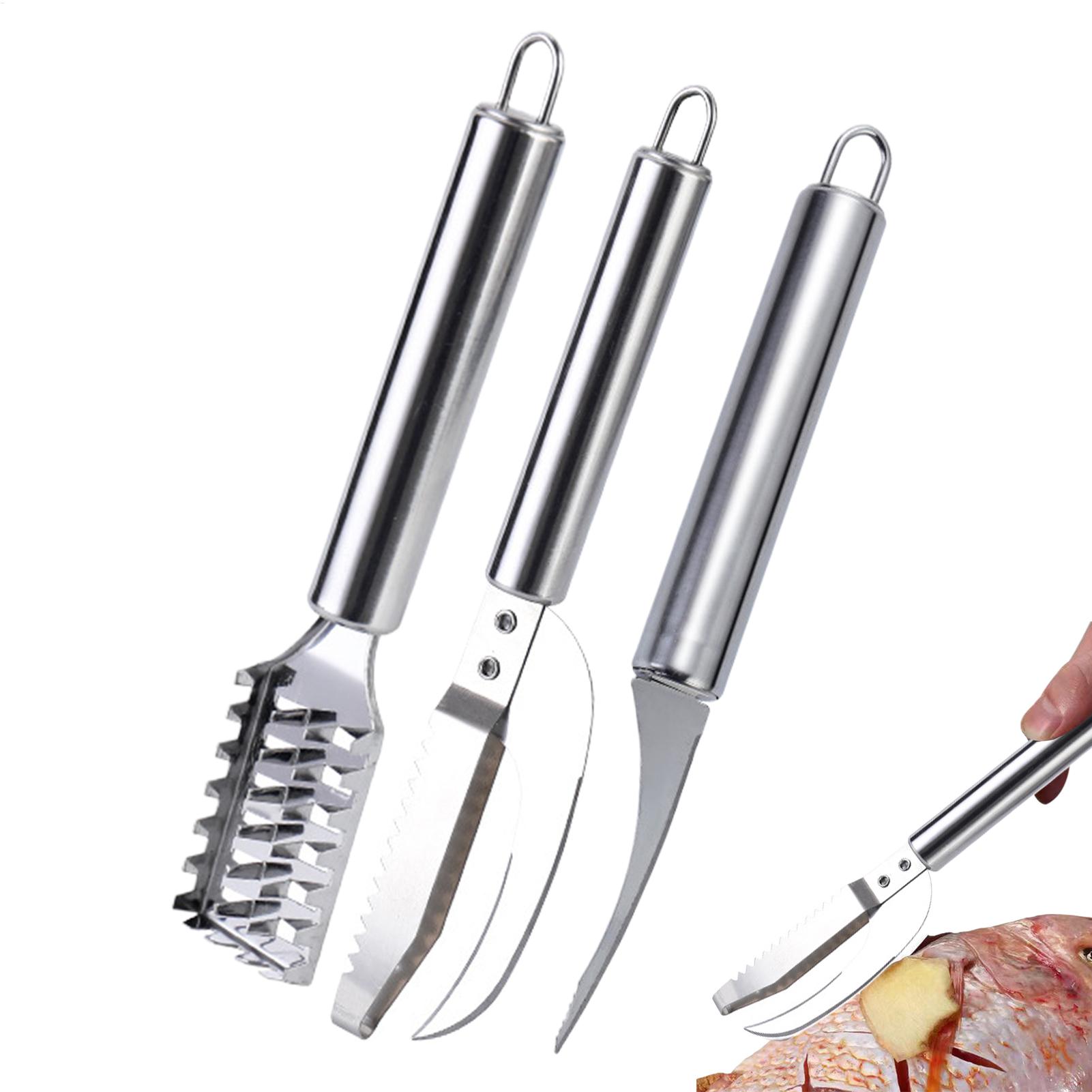 Kitchen Gadgets Everyone Needs - มีดขูดเกล็ดปลา ที่ขูดเส้นกุ้ง สแตนเลส สำหรับทำความสะอาดปลา แปรงขัดหนังปลา ที่คีบ
