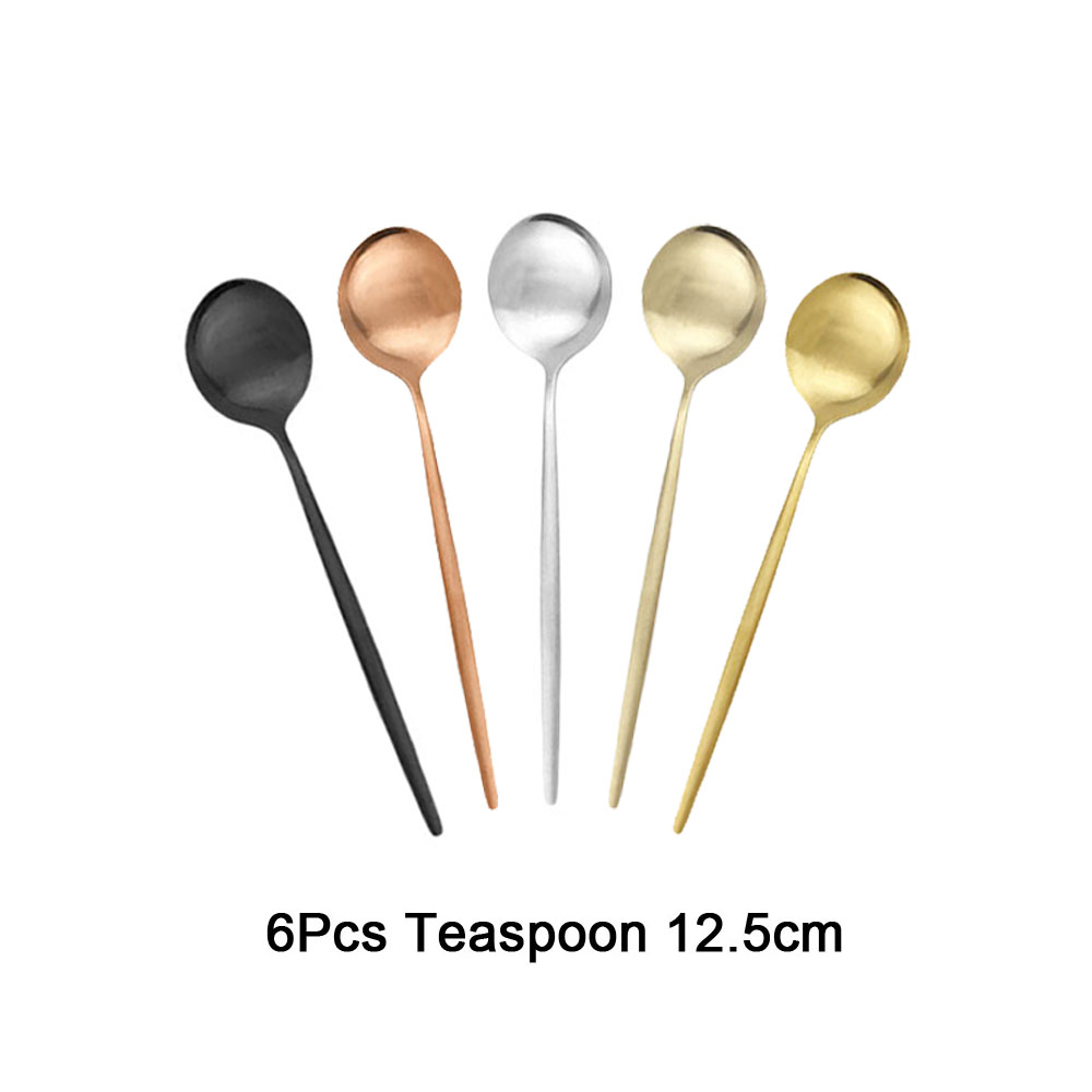 Kitchen Gadgets Gold - 6 ชิ้นชากาแฟผัดช้อนมินิขนาดเล็กช้อนสแตนเลสอุปกรณ์ครัวสีดํา Rose Gold ช้อนชาชุดขายส่ง