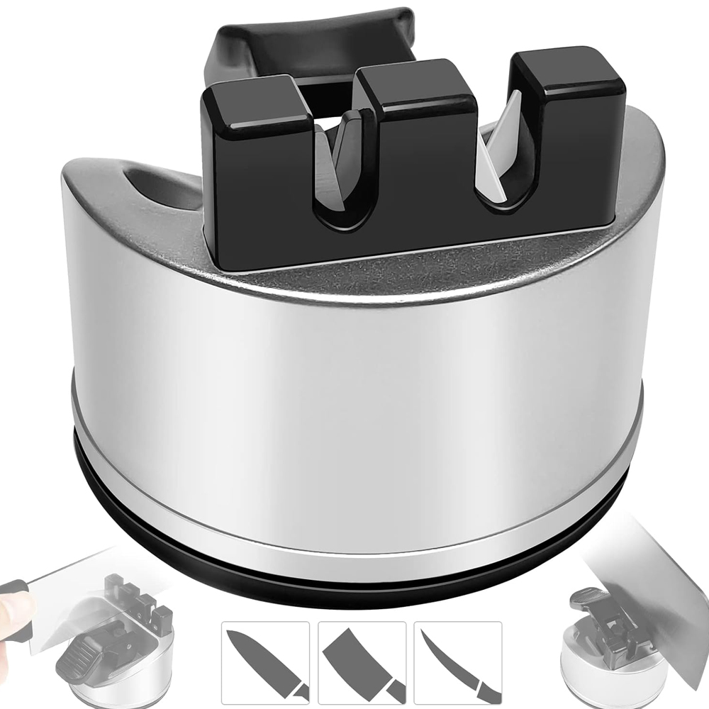 Kitchen Hand Gadgets - เครื่องลับมีดแบบแฮนด์ฟรี ปี 2025, เครื่องลับมีดพกพาพร้อมฐานดูด, สำหรับมีดทุกชนิด, อุปกรณ์เสริมสำหรับมีดทำครัว