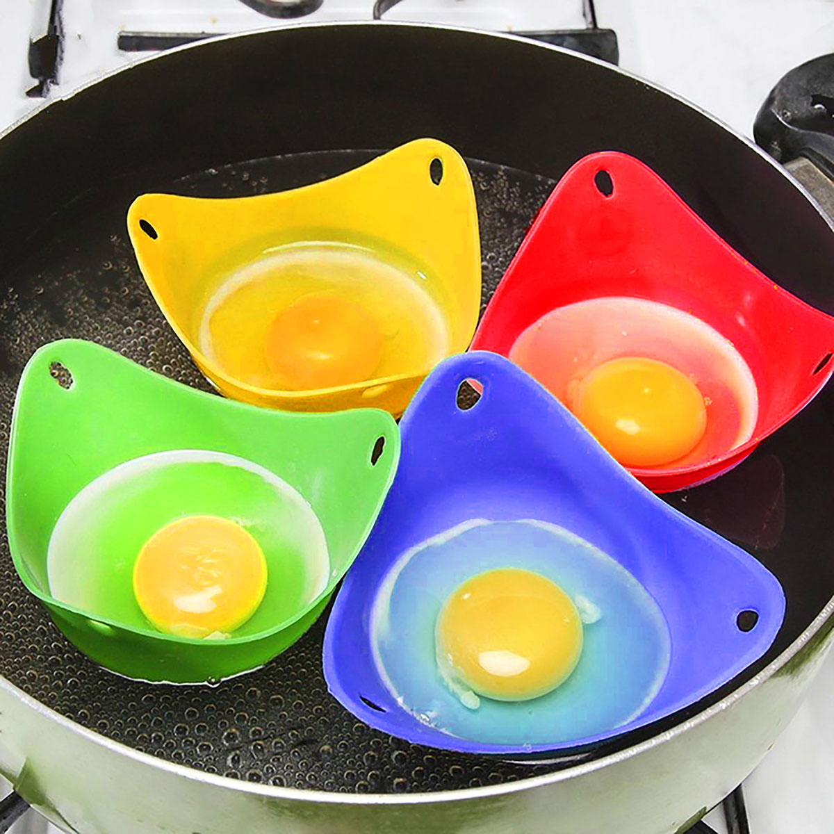 Kitchen Gadgets Air Fryer - ซิลิโคนไข่ Poacher ถ้วยไข่ต้มแม่พิมพ์ถ้วยสําหรับไมโครเวฟ Air Fryer Stovetop