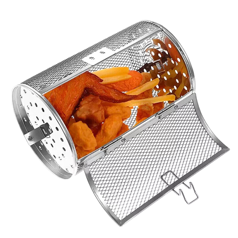 Kitchen Gadgets Air Fryer - เตาอบย่างสเตนเลสสตีลสำหรับครัว ตะกร้าทอด ตะแกรงย่างเมล็ดกาแฟ ตะแกรงทรงกลม อุปกรณ์เสริมหม้อทอดไร้น้ำมัน ใช้ได้กับทุกประเภท