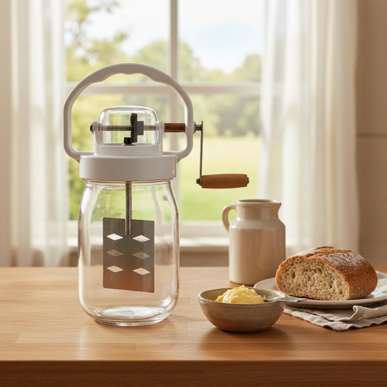 Kitchen Hand Gadgets - เครื่องทำเนยแบบหมุนมือ ทำความสะอาดง่าย เครื่องทำเนยแบบใช้มือหมุน อุปกรณ์ครัวสไตล์เรโทร ของใช้ในครัวสุดคลาสสิก