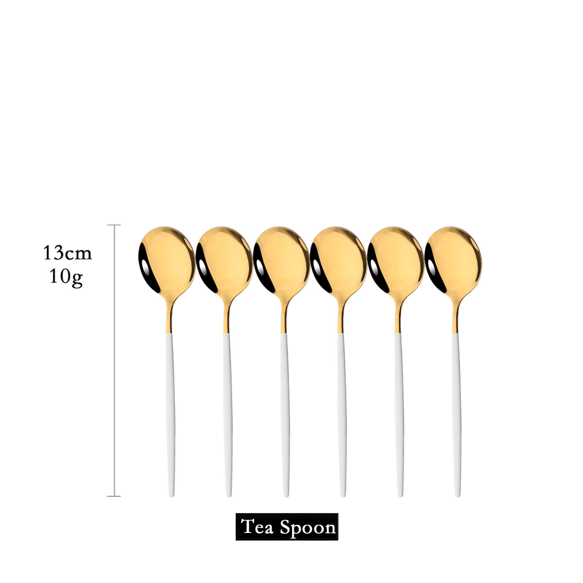 Kitchen Gadgets Gold - 6 ชิ้นกระจกสีขาวทองช้อนชาขนมหวานไอศกรีมช้อนสแตนเลสกวนช้อนกาแฟอุปกรณ์ครัว Flatware