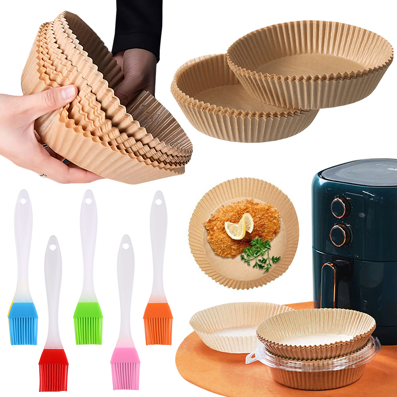 Kitchen Gadgets Air Fryer - 50/100PCS Air Fryer กระดาษสีสุ่มแปรงน้ํามัน 16 ซม./18