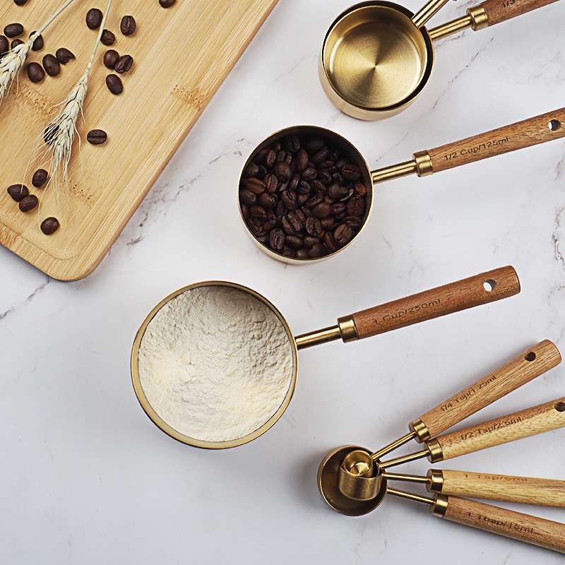 4/8pcs ไม้ทองวัดถ้วยและช้อนสแต - Kitchen Gadgets Gold บทวิจารณ์และราคา