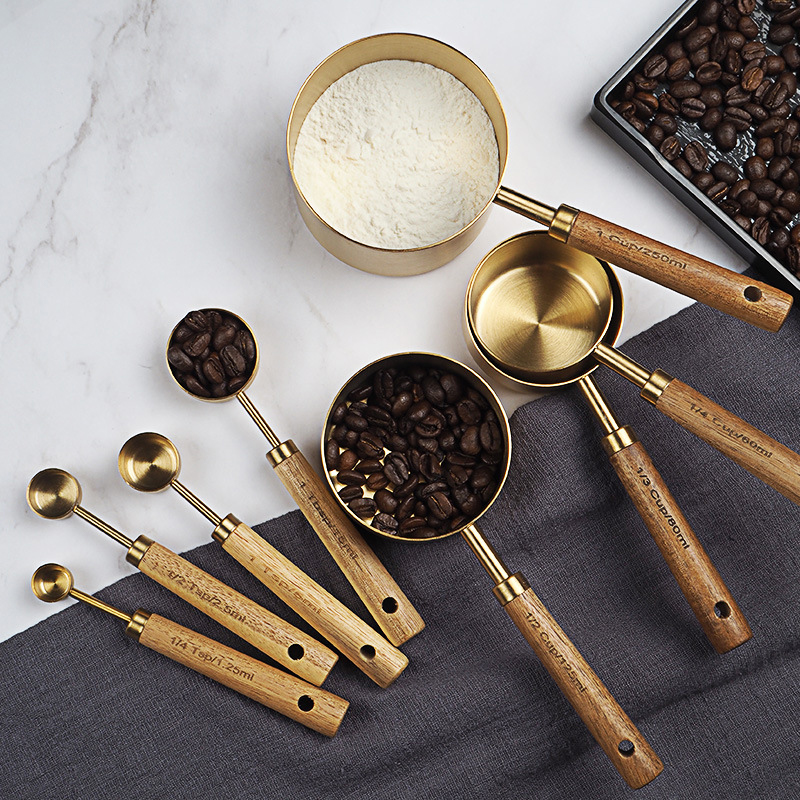 4/8pcs ไม้ทองวัดถ้วยและช้อนสแต - Kitchen Gadgets Gold บทวิจารณ์และราคา